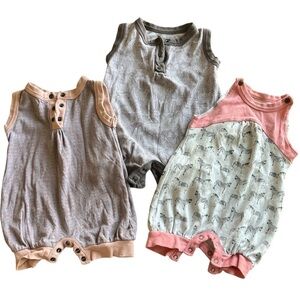 Finn & Emma Onsies Bundle of 3 Size 6-9 mo Snap Bottom Knit Sleeveless